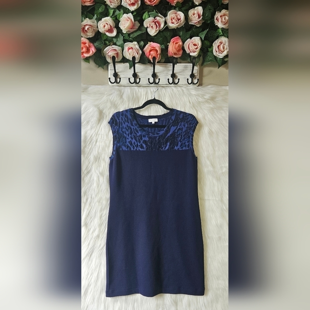 Escada Sport *Rare* Navy & Cobalt Mesh Lace Knit Mini Dress